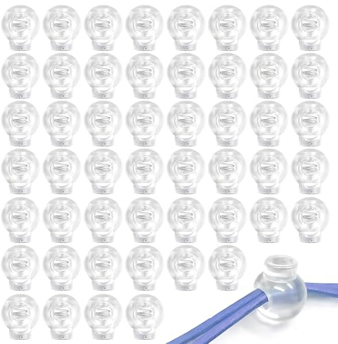 llikknve 50 Pcs Roman Blind Clips, Toggles for Drawstrings, Ball Spring Toggle Stopper for Drawstring Clothing, Shoelace, Bag and Camping