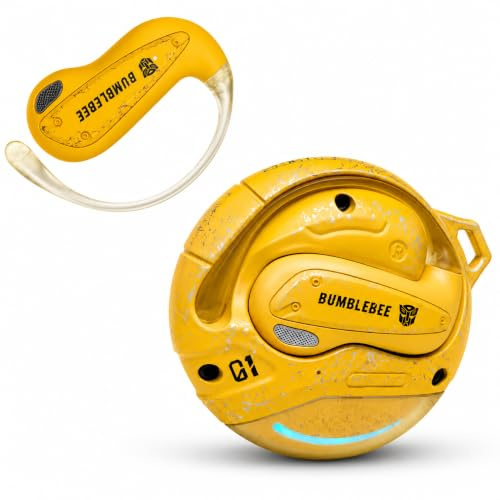Transformers Flux T86 - Auriculares inalámbricos Bluetooth con gancho para la oreja, funda de carga de aleación de zinc resistente, controladores de alta fidelidad de 14.2 mm, micrófono integrado