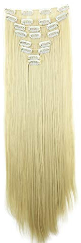 CAISHA XXL 60cm 8 Teile Set CLIP IN EXTENSIONS Haarverlängerung Haarteil Glatt Platinblond CES27