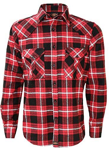 ROCK-IT Apparel® en Flanelle pour Homme Chemise Manches Longues de bûcheron à Carreaux fabriquée en Europe Colour Noir/Rouge M