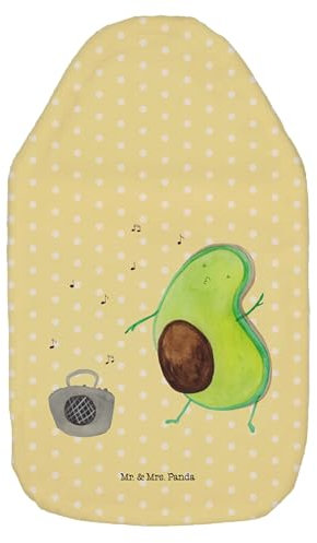 Mr. & Mrs. Panda Wärmflasche Avocado Tanzen - Geschenk, Gesund, Wärmekissen, Singen, fröhlich, Kinderwärmflasche, Wärmflaschenbezug, Vegan, Kleine