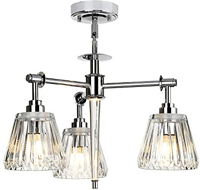 Licht-Erlebnisse LED Badezimmerlampe Decke IP44 Riffelglas in Klar Chrom verstellbar Design Deckenlampe Badezimmer