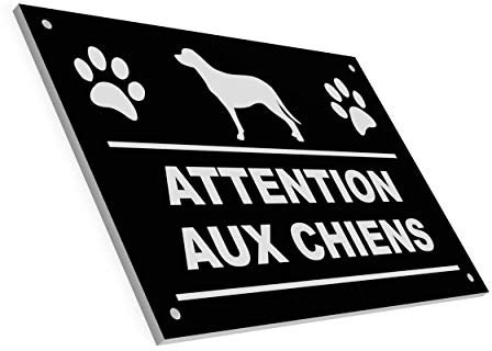 OriginDesigned Attention aux Chiens Plaque Gravée 145 mm x 95 mm