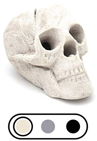 OSKER Feuerfester, künstlicher Totenkopf aus Keramik, Dekoration für Holz- oder Gas-Feuerstelle, Kamin, Lagerfeuer oder Halloween-Dekoration – 22,9 cm hellbeige