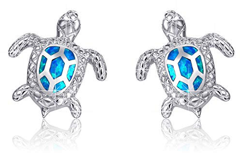 Blauer Opal Meeresschildkröte Ohrring Sterling Silber Ohrringe Schmuck für Frauen Geschenke