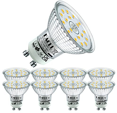 EACLL GU10 LED 4000K 4.9W Ersetzt 75W Halogen Leuchtmittel, 8er-Pack. Neutralweiss 585 Lumen Birnen, AC 230V Flimmerfrei Strahler, Abstrahlwinkel 120 Grad Spot, Nicht Dimmbar Reflektorlampen