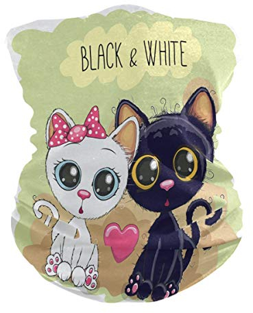 BEUSS Schwarz Weiß Katze Gesichtsmaske Schlauchtuch Kopftuch Stirnband Bandanas Kopfbedeckung Halstuch Gesichtsschal Den Sport mit Tasche