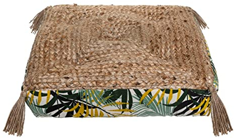 Atmosphera - Bodenkissen Tropic aus Jute 38x38 cm - Mehrfarbig