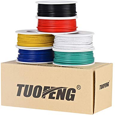 TUOFENG 20 AWG Wire Electrical Wires 20 Gauge Tinned Copper Wire, PVC (OD: 1.75 mm) 6 Different Colored 23 ft / 7 m Each,Stranded Wire Hookup Wires for DIY DC/AC