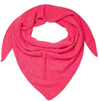 styleBREAKER Damen Strick Dreieckstuch | Weiches Schultertuch mit Reiskorn Muster | Unifarbenes Dreiecktuch aus Wolle Mix | Made in Italy | 190 x 72 cm, Farbe:Koralle