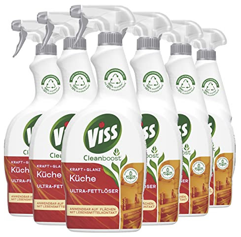 Viss Cleanboost Reiniger Spray Küche Ultra-Fettlöser Reinigungsmittel wirkt 100% kraftvoll gegen Fett und Schmutz 6x 750 ml