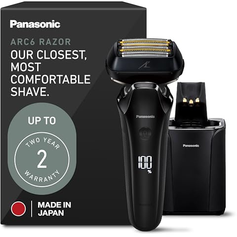 Panasonic Electric Razor for Men, Electric Shaver, ARC6 Six-Blade Electric Razor with Premium Automatic Cleaning and Charging Station, ES-LS9A-K (Black)
