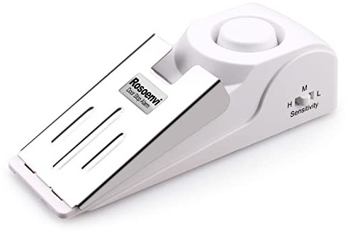 Rosoenvi 1 Pack Door Stop Alarm, Door Stopper with 120DB Security Alarm, Floor Wedge Door Stop Siren, Door Security Devices for Traveling, Apartment, Hotel and Home, White