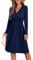 GRECERELLE Womens Autumn Wrap Dress Ladies Casual Long Sleeve V-Neck Midi Dresses for Women (Navy Blue, S)