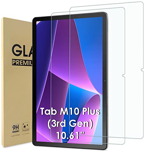 WD&CD 2 Pack Verre Trempé Compatible pour Lenovo Tab M10 Plus 3rd Gen 10.61, Protection Écran Haute Définition Film de Protection en Verre Trempé