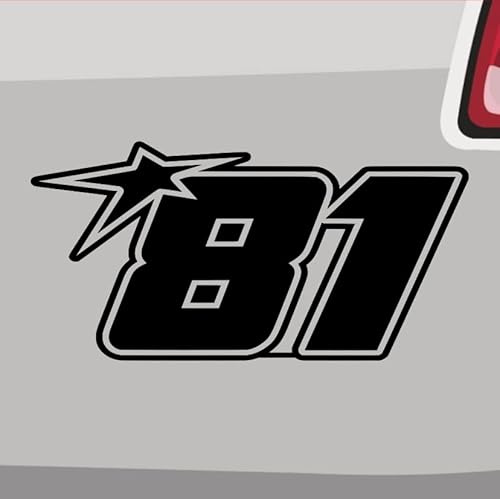 Generisch Startnummer 81 Aufkleber Sticker Auto Zahl MTB Motorrad Rennen Stern Sparset (2X S 2X L 1x XL) Farbe: Schwarz