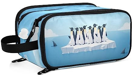 Kulturbeutel süßer Pinguin Große Kosmetiktasche Kulturtasche Waschtasche Make Up Tasche Waschbeutel Schminktasche für Damen Mädchen