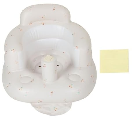 Aufblasbarer Babysitz mit integrierter Luftpumpe und Rückenstütze für Kleinkinder, Zuhause, Spielen, Essen, Baden, Reisen (Mittleres Chassis, Kirschdruck, Babys von 3-36 Monaten, Babynutzung)