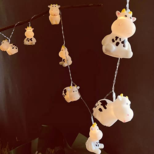 Weiß Kuh Lichterketten USB&Batteriebetriebene Kuh Laternen Dekoratives Nachtlicht Lichterkette für Garten Terrasse Weihnachten Urlaub Hochzeit Kinderzimmer Dekoration (USB&Batteriebetriebene)