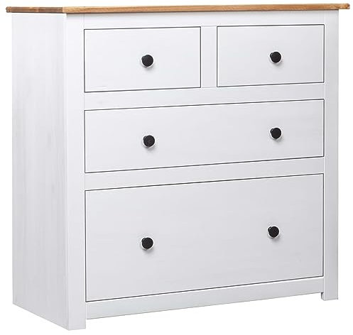 BaraSh Aparador de Madera Maciza Pino Estilo Panamá Blanco 80x40x83 cm Armarios Auxiliares De Cocina