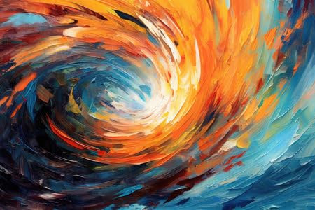 adrium Acryl-Bild 140 x 90 cm: Lebhafte Farbenexplosion in einem wirbelnden abstrakten Design, das die Energie und Dynamik des Universums einfängt (207612341)