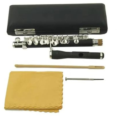 Querflöte Instrument Professionelles Flöten-Piccolo-Instrument Mit Versilbertem Ebenholzkörper Und Versilberten Tasten In Halber Größe Mit Koffer