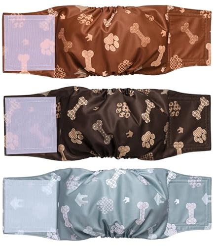 Beilei Creations Premium waschbare Bauchbänder für Rüden, (3er Pack) von Hundewindeln & Hundebauchbänder (S, drucken)