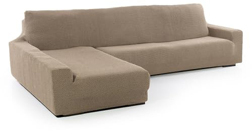 SOFASKINS® super elastischer Chaise Longue überzug, Sofabezug Linke Lange Armlehne, Sofa überzug atmungsaktiv, bequem und langlebig, Kompatible Abmessungen des Sofas (210-340 cm), Farbe leinen