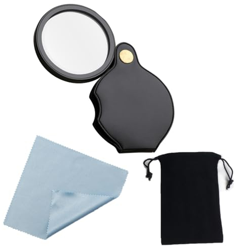 VIVIIHOO Mini Lupe: Klappbare Einschlaglupe 20-Fach, Leder-Schutzhülle, Taschenlupe für Lesen, Hobby & Reisen, kleine Lupe für Kinder & Erwachsene