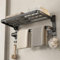 MUSTORN Handtuchhalter Ohne Bohren, 60CM Badezimmer Handtuchhalter mit 7 Haken Wandmontage Weltraum-Aluminium Towel Holder(Matt Schwarz)