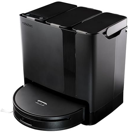 Robotec R7 Max Robot Vacuum Cleaner and Mop Combo Self Emptying, 6000Pa Suction Robot Vacuum and Mop, Obstacle Avoidance, Hot Air Drying, Self-Refilling, Compact Dock, 6900 mAh Battery, APP