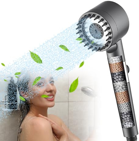 Alcachofa de Ducha con Filtro,Alcachofa de Ducha,3 Modos,Cabezal de Ducha Desmontable Portátil con Ahorro de Agua,Duschkopf,Shower Head,Duschkopf mit Filte