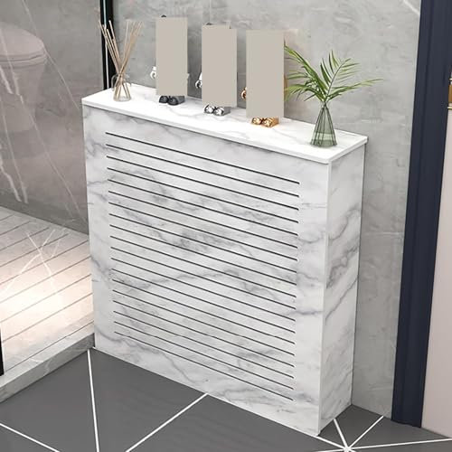 Radiator Cover Wooden Radiator Cover, Sleek Marble Textured Cabinet: Modern Fashion Radiator Cover for Kitchen & Bedroom (80x90x20cm)