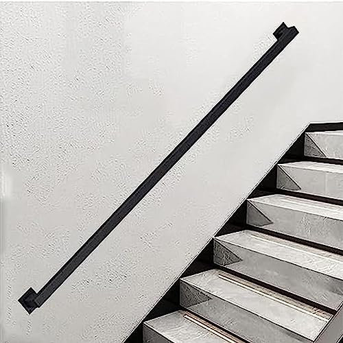 Treppengeländer-Handlauf – Komplettset, Treppengeländerhalterungen, Handläufe aus schwarzem Metall, Schmiedeeisen, Wandmontage, Sicherheits-Haltegriff – Handlauf für drinnen und draußen (Grö