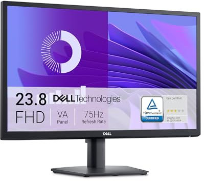 Dell E2425H 24 Full HD (1920x1080) Écran PC, 75Hz, VA, 5ms, VESA (100x100mm), DisplayPort, VGA, Garantie 3 Ans, Noir
