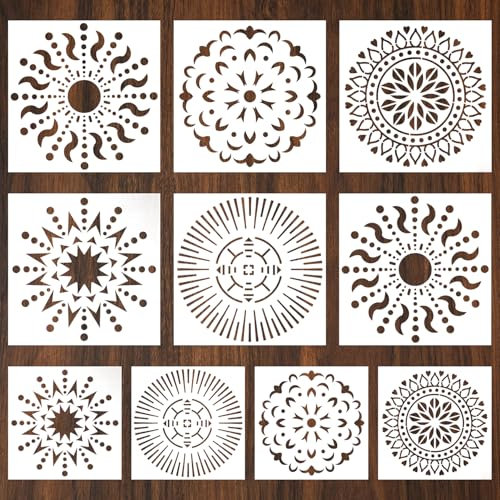 10uds Plantillas para Hacer Mandalas, 2 Tamaños Reutilizables para Pintar Puntos Prácticas Herramientas de Puntos Plantillas para Mandalas para Botellas Tazas Bricolaje(Blanco)
