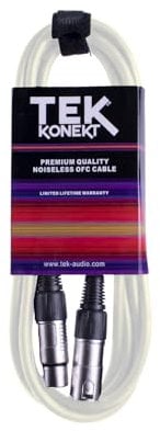 Premium XLR Cable for a Clear Audio Signal with Balanced Male to Female Microphone Lead, plus Cable Tie, for professional DJ, stage and studio (White, 3m)