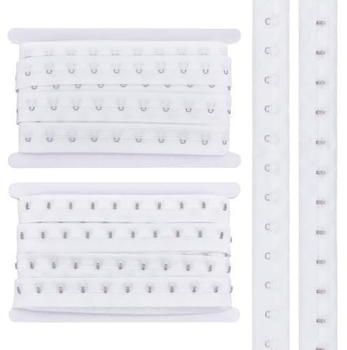 BENECREAT 10 Yards/9.1m Single Row Hook and Eye Tape Trim, 28mm White Polyester Bra Extender for Sewing Quilting Corset Bra Bridal Apparel Home Decoration