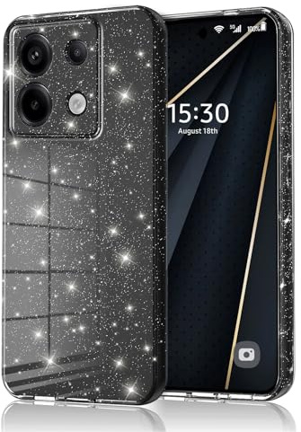 Eherui Coque pour Xiaomi Redmi Note 13 Pro 5G / Poco X6 Glitter, Silicone Paillette Anti-Traces de Doigts, Anti-Chocs,Protection Caméra,Fine et Souple Luxe Bling TPU Housse,Noir