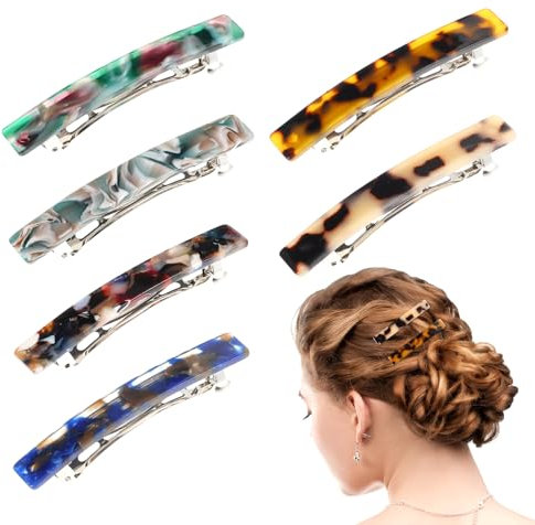 Ouligay 6 Stück Französische Haarspangen Damen Klein French Hair Clip Französisch Haarspange für Feines Dünnes Haar Französische Automatische Vintage Haarspange für Frauen Mädchen