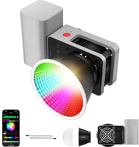 ZHIYUN Video Light RGB CINEPEER CX50 RGB 50W Handheld LED Photography Light with 4500mAh Battery Type-C PD Fast Charging, APP Control, Portable Camera Light with 2700K-6500K/CRI≈95/TLCI≈96