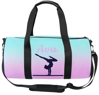 Sac de gymnastique personnalisé pour filles - Corail dégradé - Nom personnalisé - Sac de gym pour enfants - Sacs de danse - Sacs de sport - Rangement d'équipement de gymnastique - Personnaliser