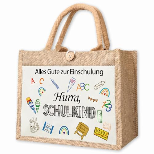 Oizemori Personalisierte Jutetaschen, Jutetaschen für Jungen und Mädchen eignen, sich perfekt als Geschenke zum Schulanfang, zur Einschulung, zum Schulanfang, zur ersten Klasse, zum Schulanfang usw