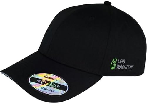 Leibwächter Flex-Line Cap schwarz, verstellbare Basecap mit Metallschnalle, Unisex Cappy mit gebogenem Schirm, mit integriertem Stretchstoff mit Schweißband