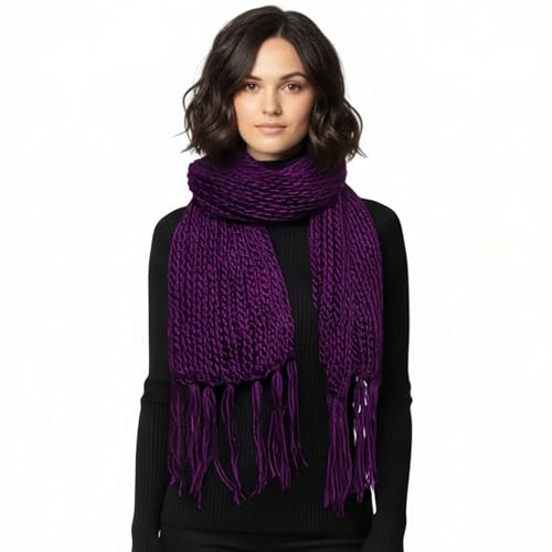 Basic Sense Chunky Knit Winter Warm Scarf for Women | Ladies Thick Cable Knitted Accessory