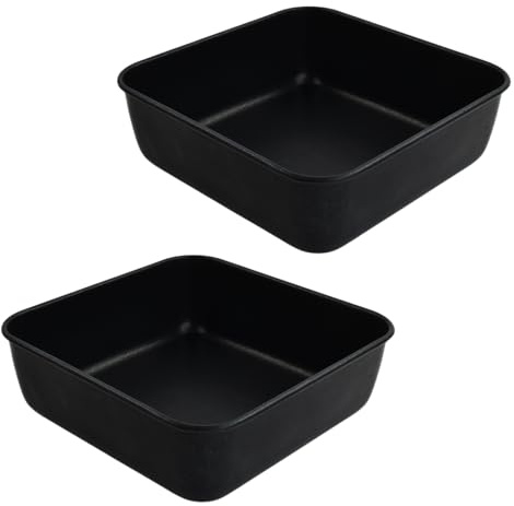 Aurafly 2 Pièce Plats à Gratin Carrés avec Revêtement Antiadhésif Petit Plat à Four Carré Plaque de Cuisson en Acier Inoxydable Moule à Gâteau Carrés pour Gâteaux/Lasagnes/Soufflés, 15.9 x 15.9 x 5cm