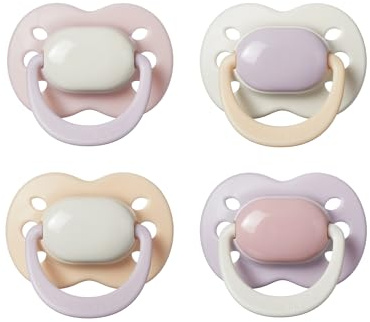 Tommee Tippee Ultimate Fit Orthodontic Dummy 0-6m Silicone Pack of 4 | Muted Brights, Ventilated Air Holes for Comfort, Steriliser Safe, 100% BPA Free