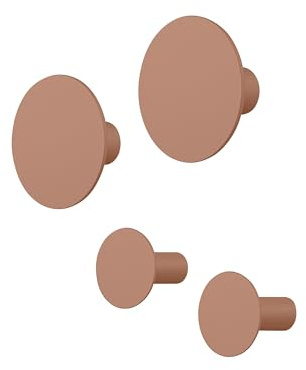 blomus Wandhaken -PONTO- | 4er Set runde Garderobenhaken aus Stahl | Kleiderhaken Wand Farbe Mocha Mousse | Ø 5 cm