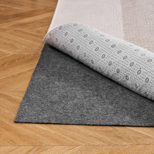 VEVOR Rug Pad 9 x 12 ft, Non-Slip Carpet Area Pad 0.12in Rug Mat Padding with Dual Surface Felt Cushion & Rubber Gripper, Hardwood Floor Protection for All Floors, Finishes, Keeps Carpets in Place