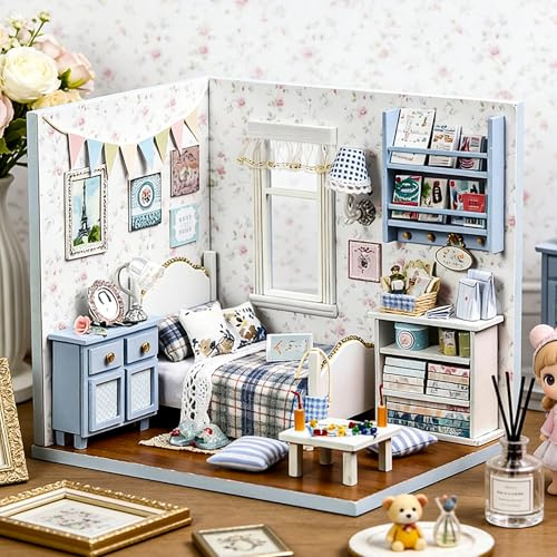 Roroom 3D Puzzle Erwachsene, Vintage Book Nook Holz mit LED-Beleuchtung, DIY Miniature House Für die Bücherregal Deko-kreative Miniatur Haus für Frauen